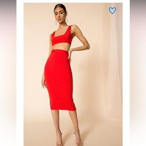 superdown Akeela Midi Skirt Set in Red